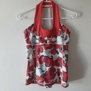 Lululemon Scoop‎ tank,Red floral/ birds print,size 6